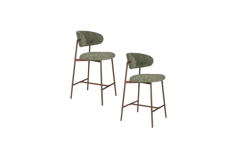 The subtle color variations in the mottled upholstery add a playful, slightly retro touch
