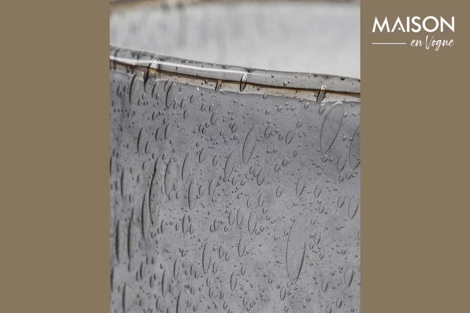 This HDOmay lantern features softly toned grey glass with an elegant bubble texture that diffuses