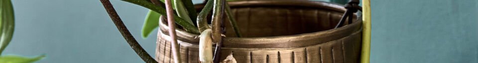 Material Details Hanging Planters (Set of 2) in Golden Aluminium HDPlan