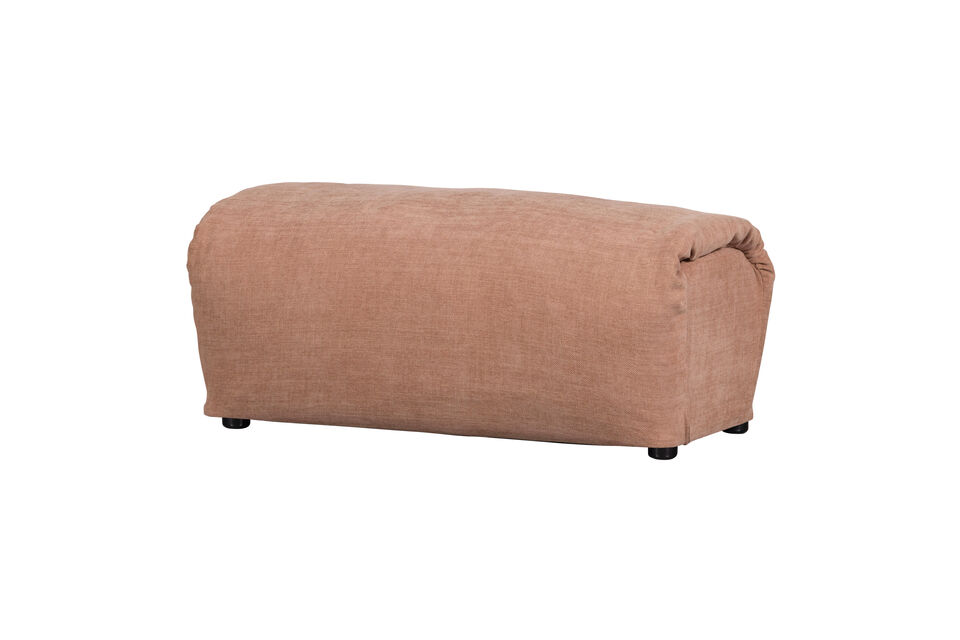 Hocker 46x91 cm Chenille-Gewebe Altrosa BAGGY Woood