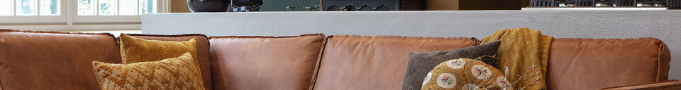 Benadrukte materialen Hoekbank links ecoleer cognac Rodeo