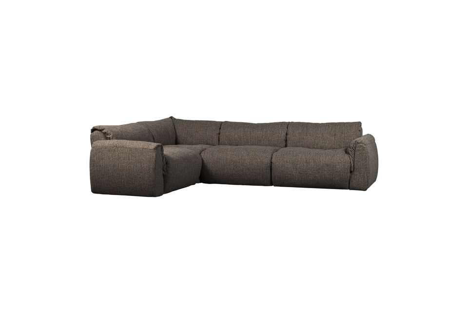 Hoekbank links geweven stof warmgrijs melange Baggy Woood
