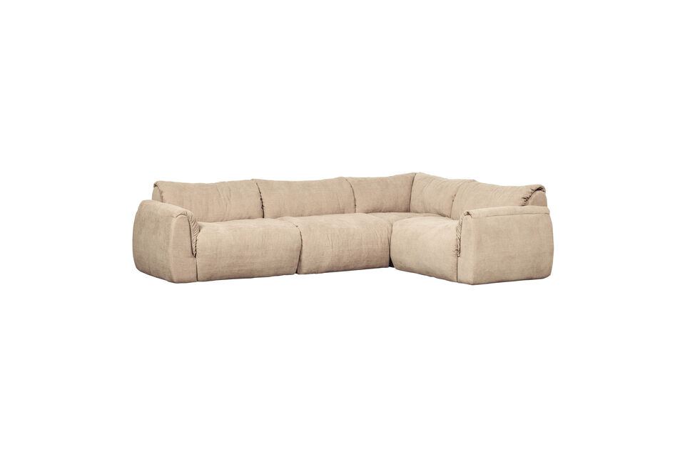 Hoekbank rechts geweven chenille zand Baggy Woood