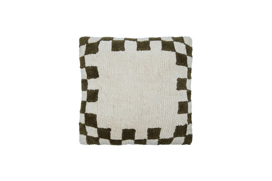 Housse de coussin 50x50 cm Coton Vert et Blanc cassé HDChess