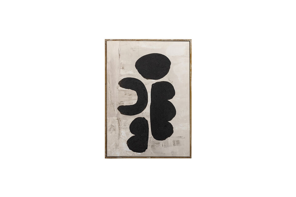 Illustration avec cadre en bois de sapin noir Comma Bloomingville