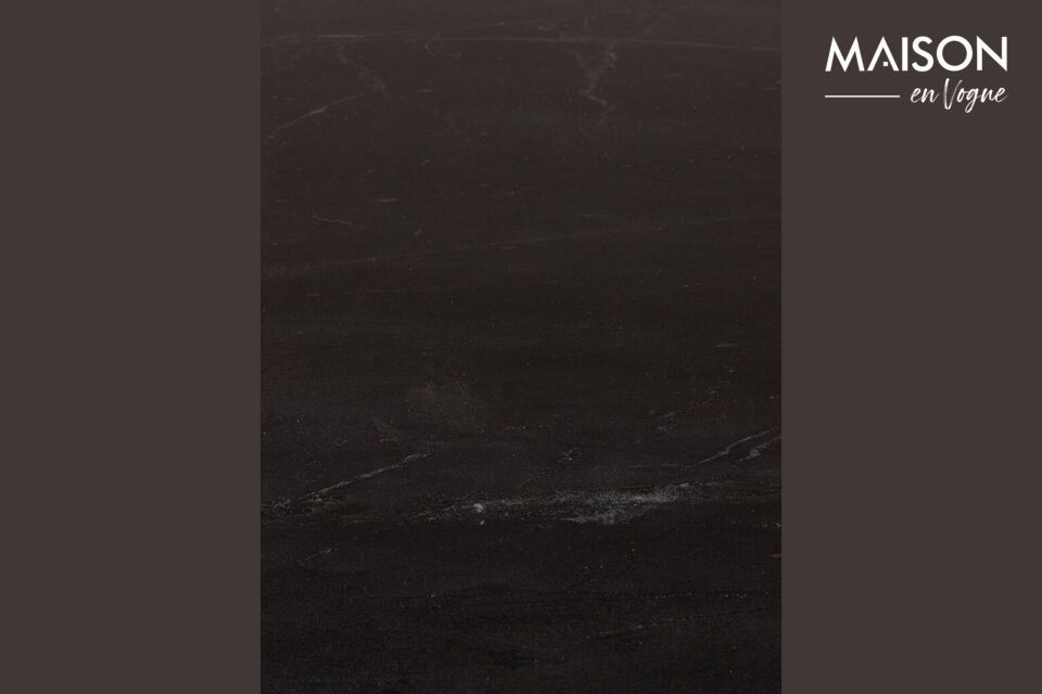 Ilôt de cuisine en bois foncé et marbre Noir - 7