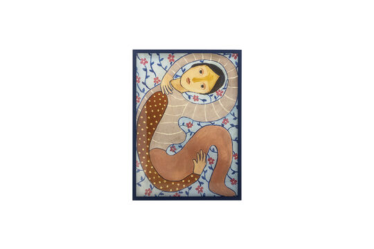 Ilustración con marco 52x72 cm en madera de abeto multicolor Floriesta
