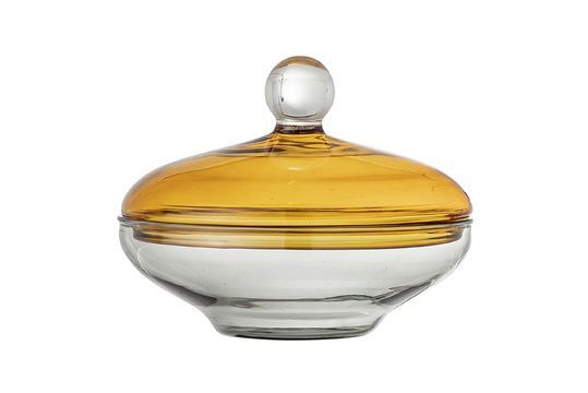 Jarre avec couvercle en verre jaune Danni