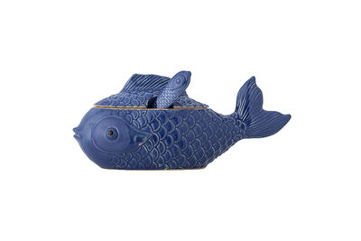 Jarre avec couvercle et cuillère L35,5xH15,5 cm en grès bleu Hiro
