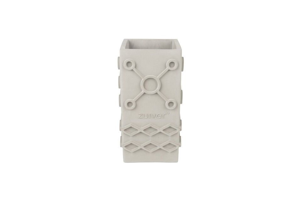 Descubra la cruda elegancia del jarrón de hormigón gris Graphic Square 25 cm
