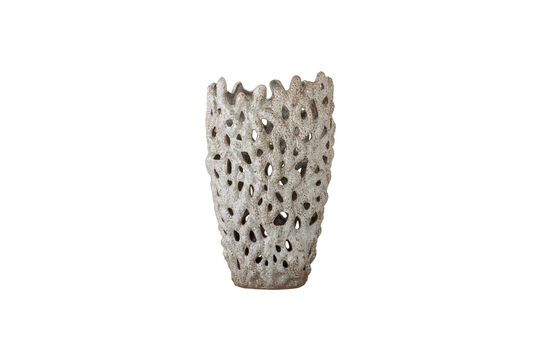 Ver el perfil del producto jarrón decorativo H37 cm de gres blanco Eunice Jarrón decorativo H37 cm de gres blanco Eunice