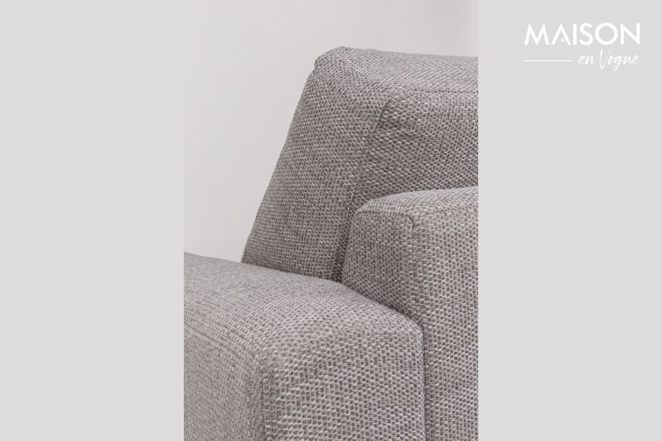 This sofa can accommodate between 2 and 3 people and consists of a backrest and a seat cushion fixed