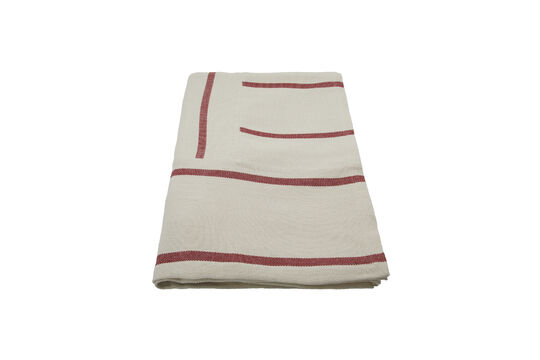 Jeté de lit 250x250 cm en coton blanc cassé et rouge Nula Détouré