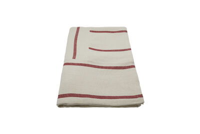Jeté de lit 250x250 cm en coton blanc cassé et rouge Nula