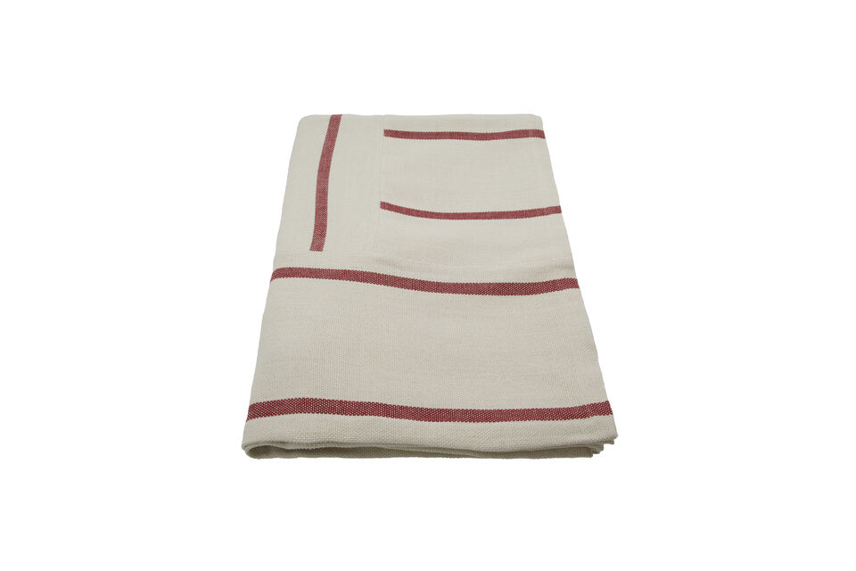 Jeté de lit 250x250 cm en coton blanc cassé et rouge Nula House Doctor