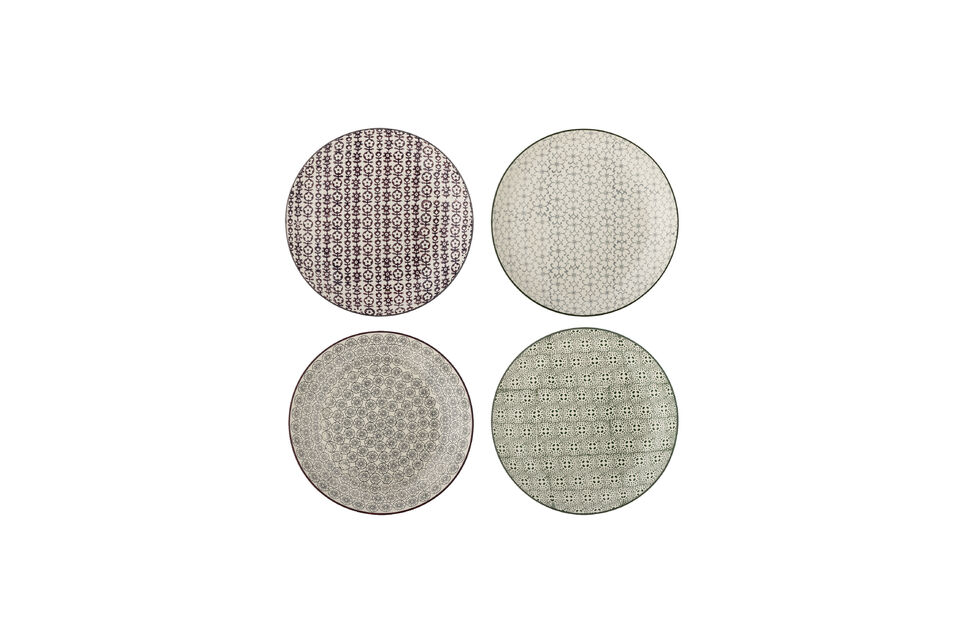 Juego de 4 platos de gres multicolor Karine Bloomingville