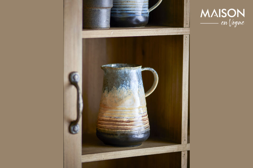 The Deana Jug by Bloomingville is made of stoneware with a reactive glaze in shades of blue