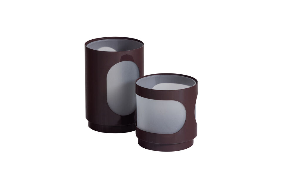 Kerzenhalter 2er-Set Metall und Glas Braun Tavo Woood