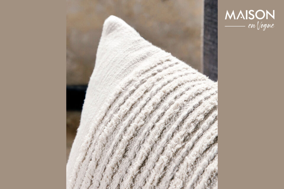 Textured, tonal stripes complete the white cotton design for understated detailing and elegance