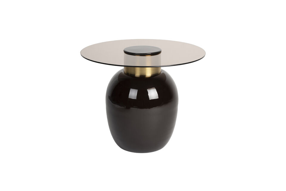 Kleiner Beistelltisch aus gehärtetem Glas in Beige Mohra White Label