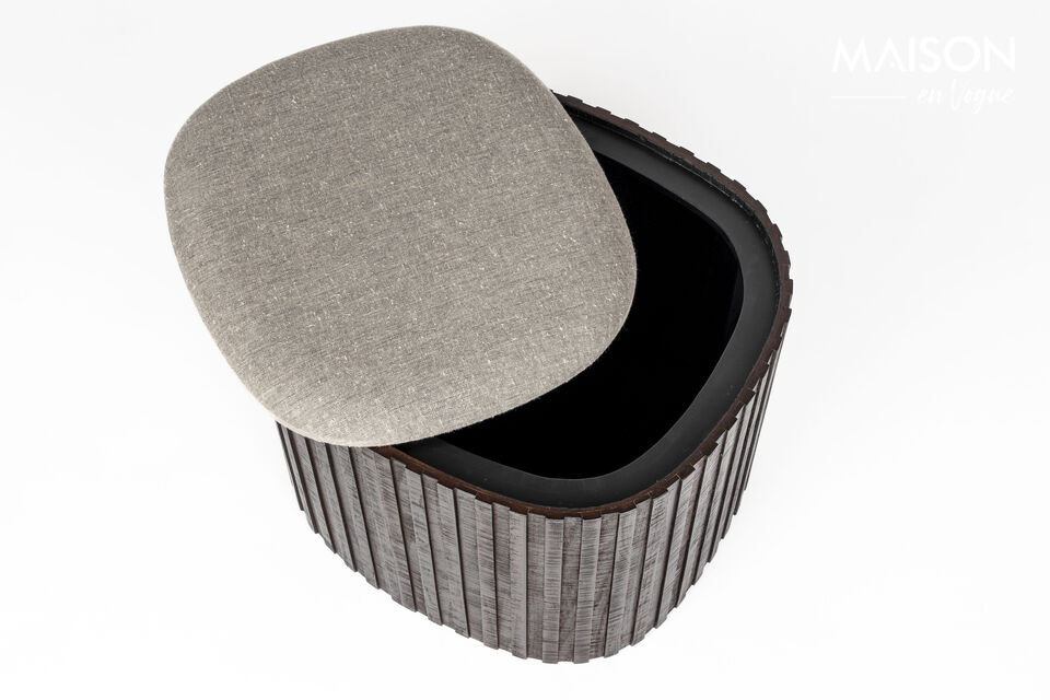 Kleiner Pouf mit Ablage aus braunem Teakholz Bay - 12