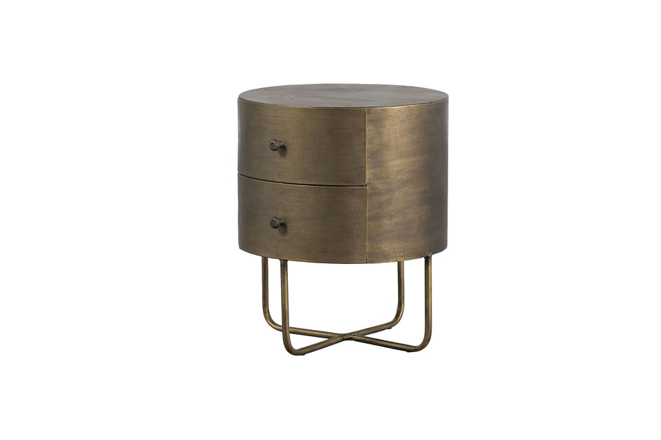 Kleiner runder Schrank Metall Antique Brass GLOSSY Woood