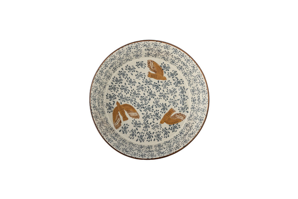 Kom D28xH9 cm van blauw steengoed Hezha - 4