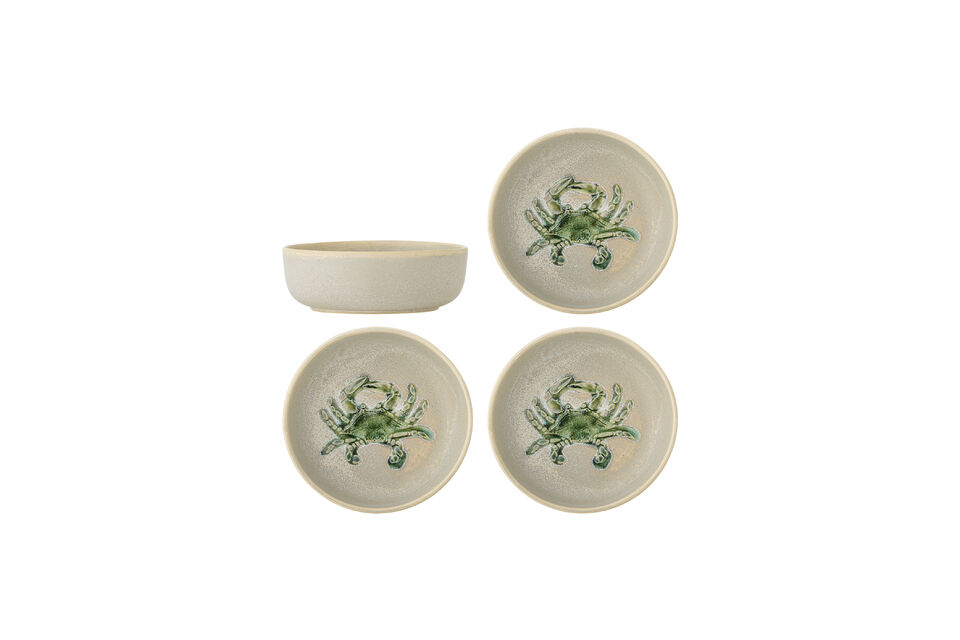 Kom Set van 4 Ø 14,5 cm steengoed groen Hadden Merken