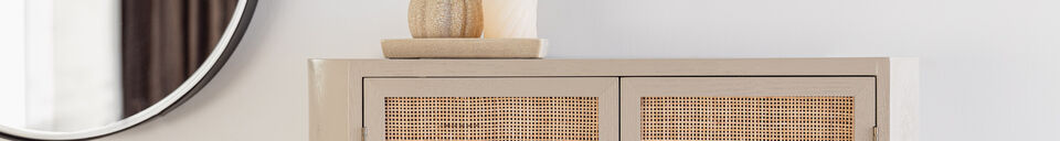 Materialbeschreibung Kommode aus beigem Holz Amaya