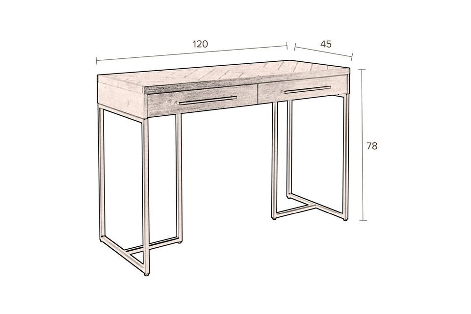 Konsole 120 cm aus Eiche und schwarzem Metall Class - 16