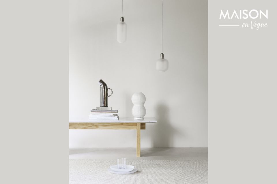 Lampada da tavolo in carta bianca Twist Puff, tradizione e modernità