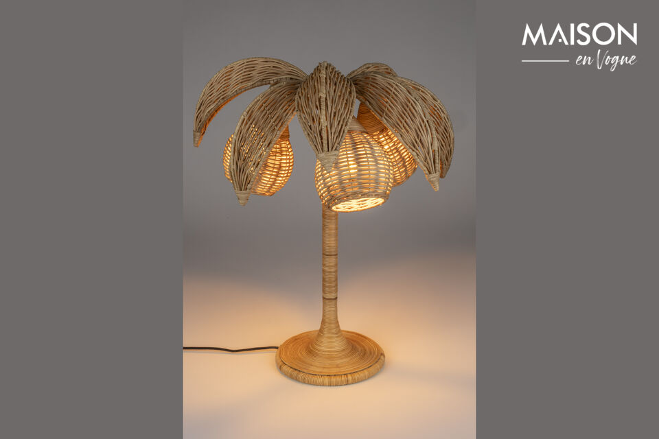 Lampada da tavolo in rattan marrone Palmtree DutchBone