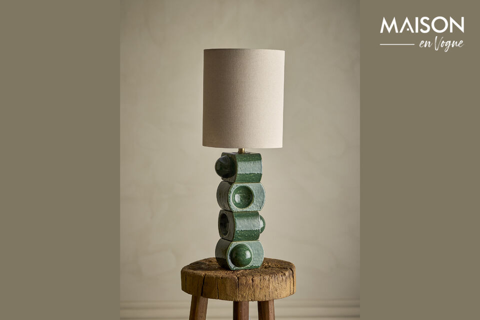 Lámpara de mesa D25xH68 cm de gres verde Brady - 4