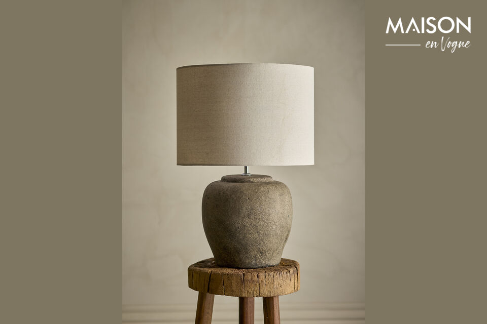 Lámpara de mesa D44xH62 cm de gres gris Isabelle - 3
