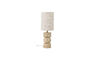 Miniatura Lámpara de mesa H53 cm de travertino y lino Nature Marci Clipped