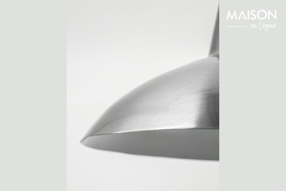 The HDDesk pendant lamp is handmade of iron and features a simple industrial design in a brushed