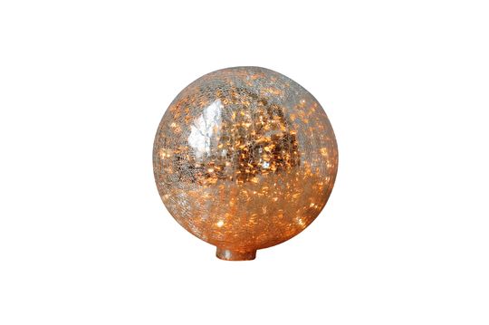 Lampe à poser 20 cm boule en verre mercurisé craquelé et guirlande