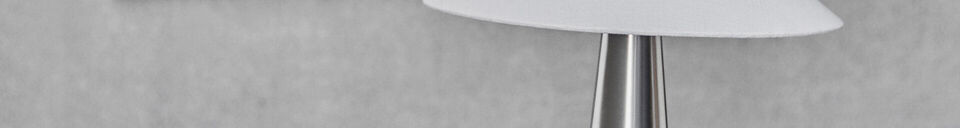 Mise en avant matière Lampe à poser en fer argent brossé et blanc cassé HDSoffi