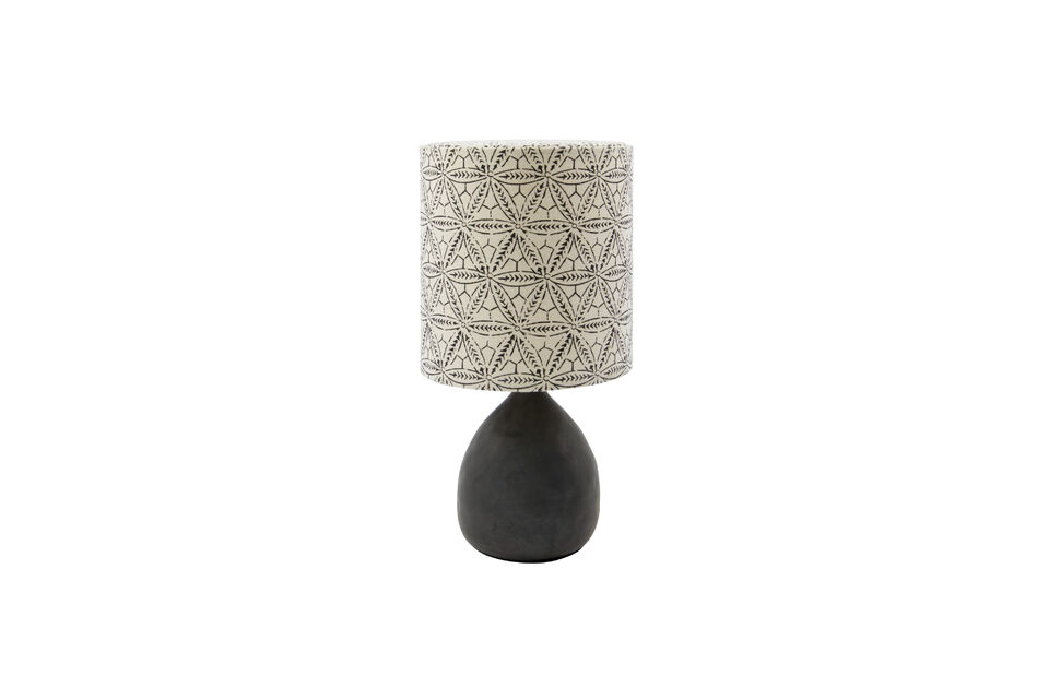 Lampe à poser H29 cm en grès et lin noir Flores House Doctor