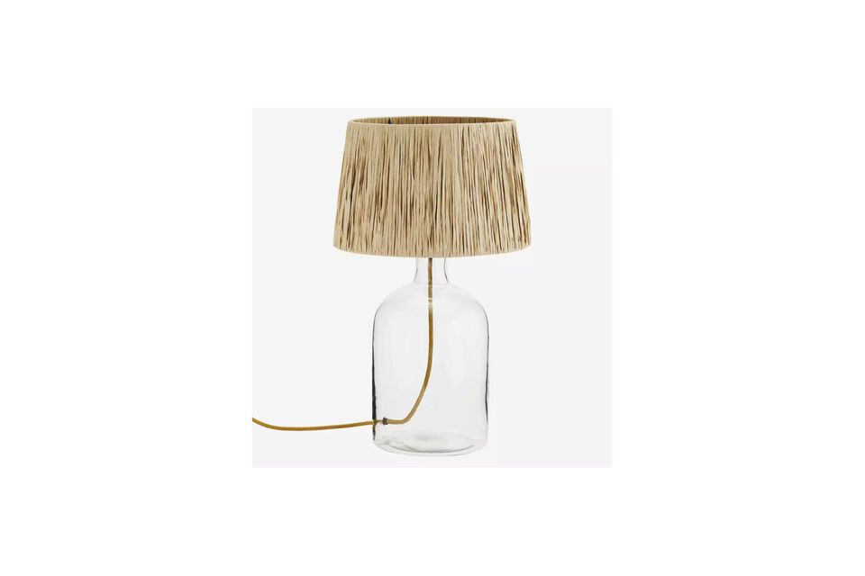 Lampe de table en verre avec abat-jour Raffia Madam Stoltz