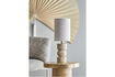 Miniature Lampe de table H53 cm en travertin et lin Nature Marci 3