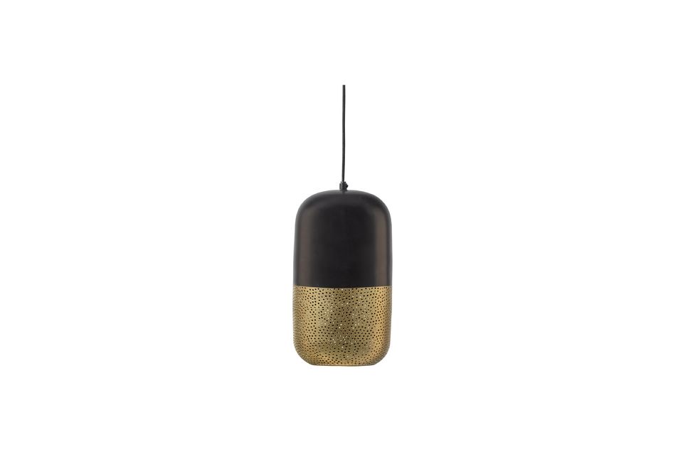 Lampe suspendue en métal noir et doré Tirsa Woood