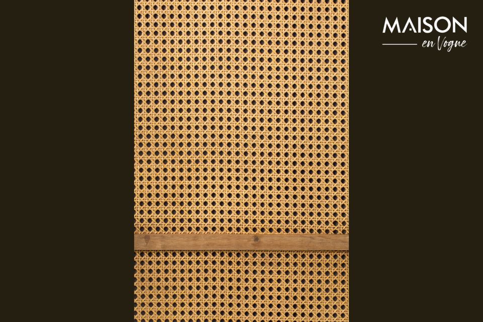 Metal and rattan mirror