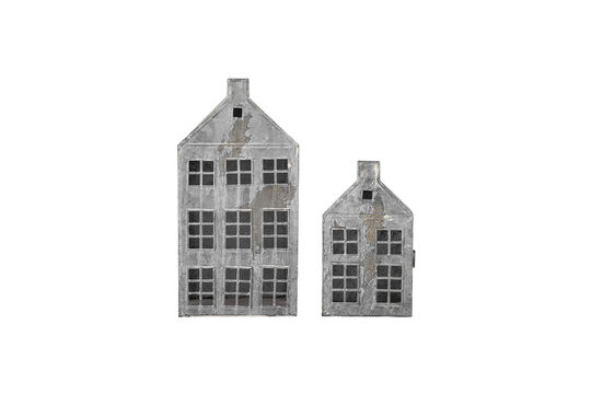 Lanterne set di 2 in ferro grigio Heidrun
