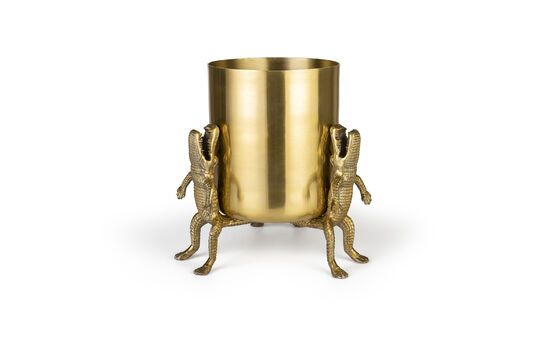Large gold-plated recycled aluminum planter Crocodiles