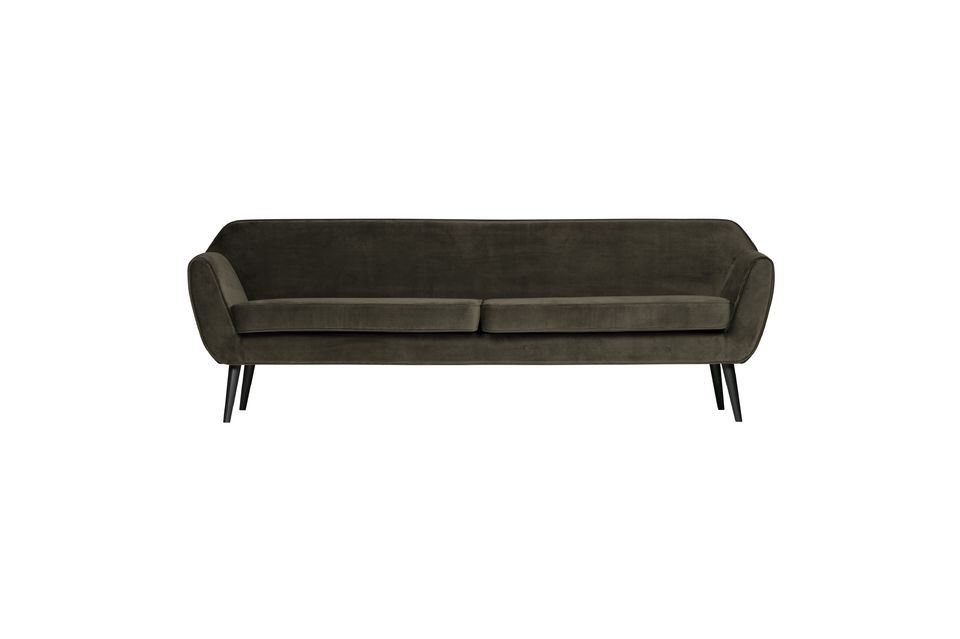 Large khaki velvet sofa Rocco Woood