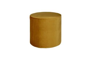 Large round ochre velvet pouffe Sara