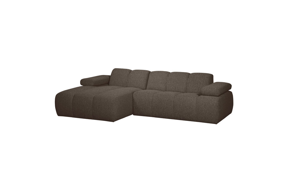 Left chaise longue sofa bouclé brown melange MOJO Woood