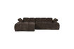 Miniature Left chaise longue sofa brown rib fabric Mojo 3