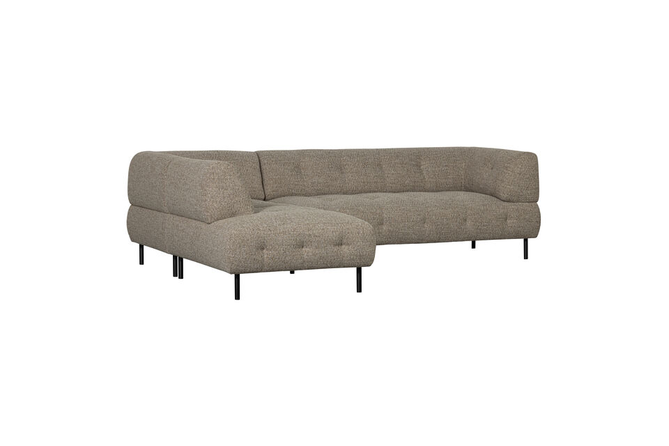 Eye-catching corner sofa of generous size Upholstered in a coarsely woven fabric Sleek design with